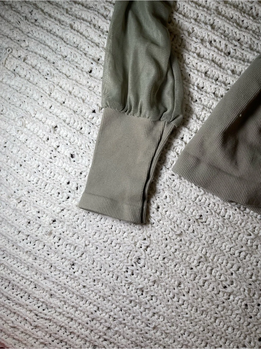 Free People sage green Sheer Long Sleeve Layered Top